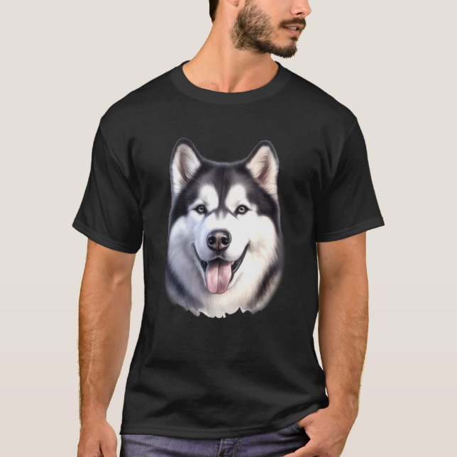 Camiseta Retrato de Cão Husky Siberiano (Frente)