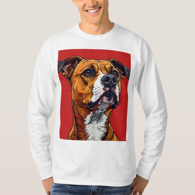 Camiseta Retrato de cão Pitbull para presente de amantes de (Frente)