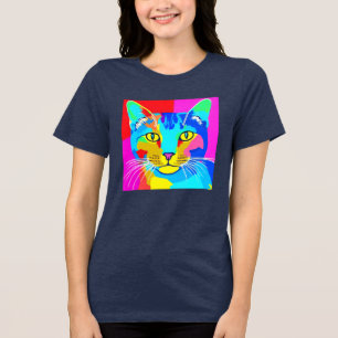 Camiseta Retrato de Cat Pop com várias cores