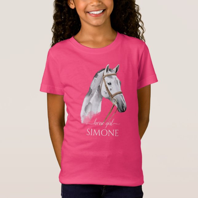 Camiseta Retrato de cavalo branco Appaloosa equestre (Frente)