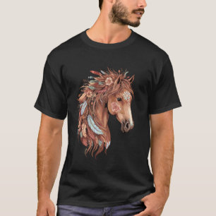 Camiseta Retrato de Cavalo Indiano CowGirl Ocidental Cavalg
