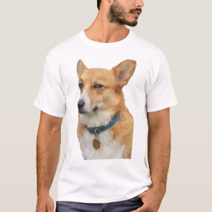 Camiseta Retrato de Corgi com Coleira Azul