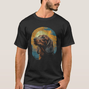Camiseta Retrato De Dachshund - Cachorro-Solha Para Animais