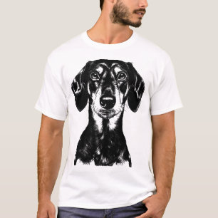 Camiseta Retrato de Dachshund Roupas Minimalistas