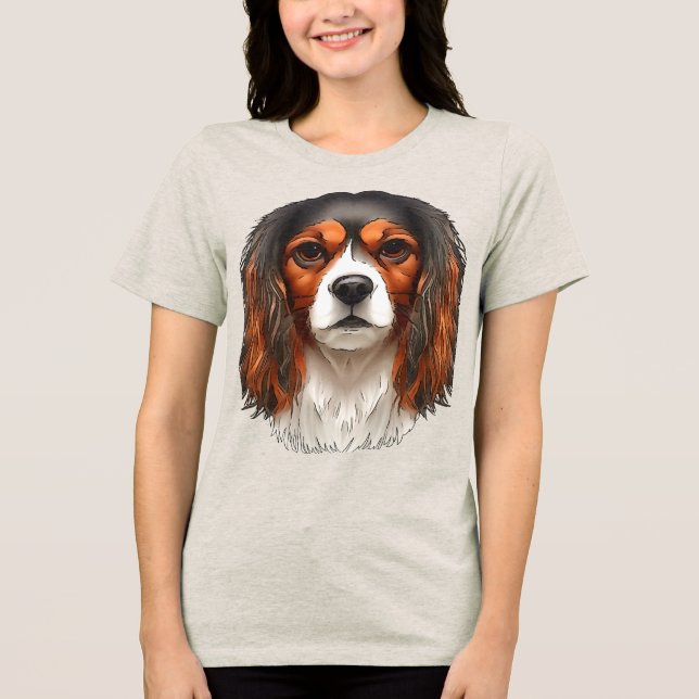 Camiseta Retrato de Estimação do Cavalier King Charles Span (Frente)