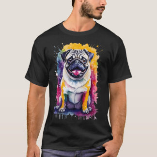 Camiseta Retrato de estimação em aquarela solta - P vibrant