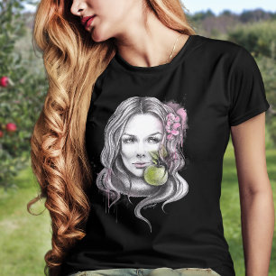 Camiseta Retrato de Eve e Apple Woman Cobra desenhando arte