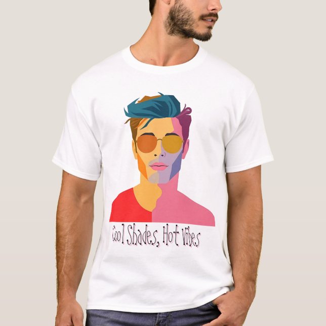 Camiseta Retrato de face de divisão vibrante (Frente)