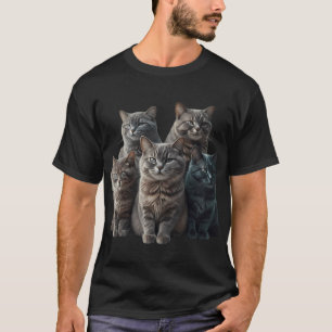 Camiseta Retrato de Família de Gatos Cinzas Tabby Fofos