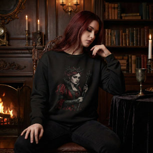 Camiseta Retrato de Fantasia Sombria Gótica Rainha Melancól