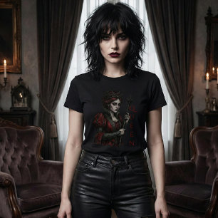 Camiseta Retrato de Fantasia Sombria Gótica Rainha Melancól