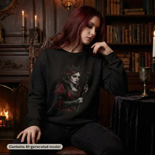 Camiseta Retrato de Fantasia Sombria Gótica Rainha Melancól