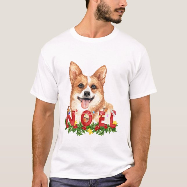 Camiseta Retrato de Feriado de Corgi Cute (Frente)
