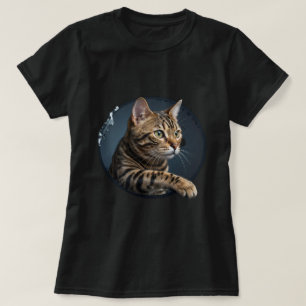 Camiseta Retrato de Gato American Shorthair em Moldura Circ