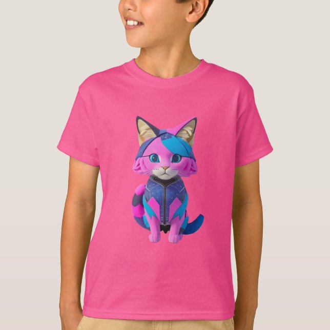 Camiseta Retrato de gato ciborgue bonito (Frente)