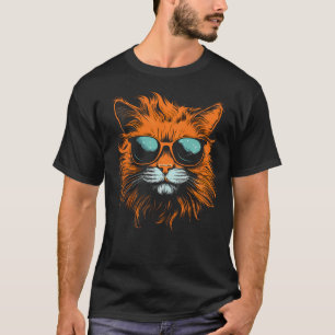 Camiseta Retrato de Gato Laranja Persa Gato Laranja Com