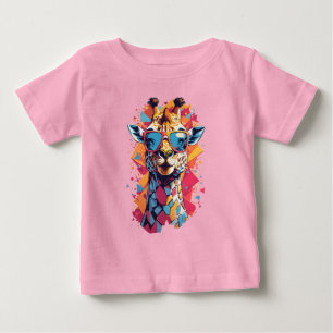 Camiseta Retrato de Girafa em Estilo Grafite-58567