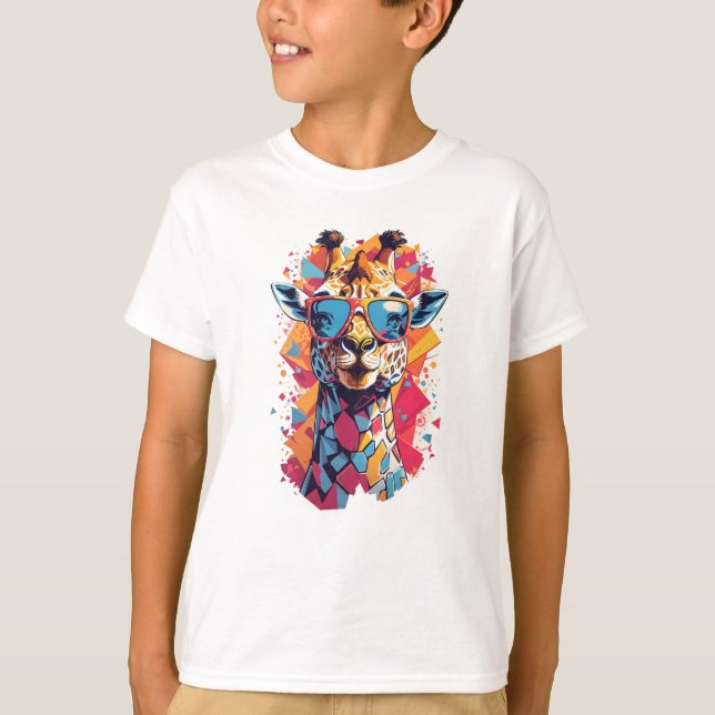Camiseta Retrato de Girafa em Estilo Grafite-58567 (Frente)