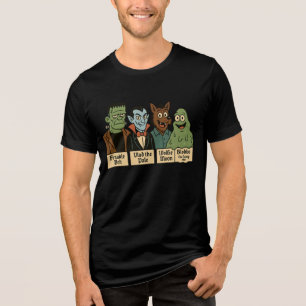 Camiseta Retrato de Halloween Assustadoramente Fofo do Esqu
