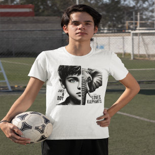 Camiseta Retrato de Harmonia de Elefante-Menino Majestoso