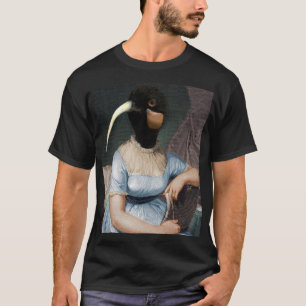 Camiseta retrato de Jane Austen com cabeça de pássaro