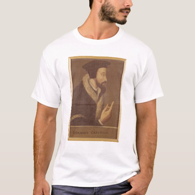 Camiseta Retrato de João Calvino (Frente)