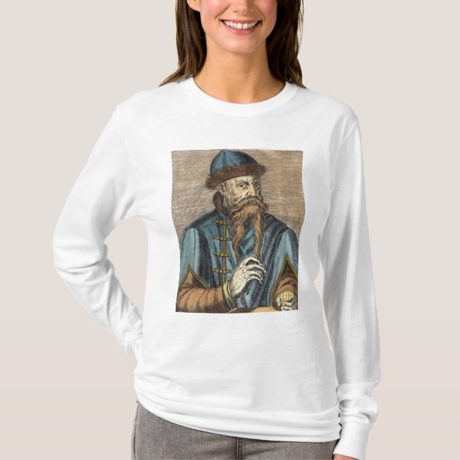 Camiseta Retrato de Johannes Gutenberg 2 (Frente)