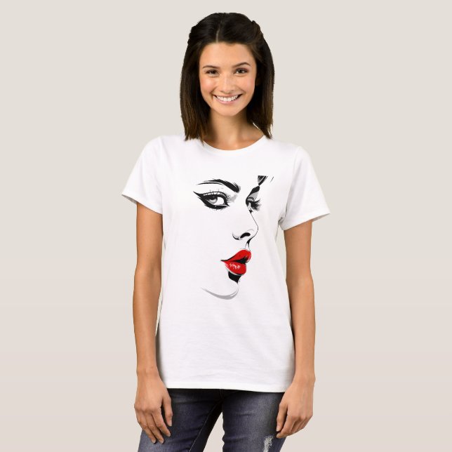 Camiseta Retrato de Lábios Crimson Noir (Frente Completa)