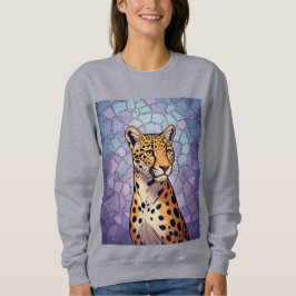 Camiseta Retrato de Leopardo Real com Vidro Mosaico Manchad
