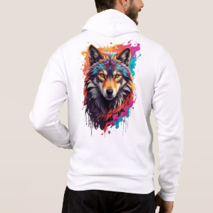 Camiseta Retrato de Lobo Colorido Arte Abstrata de Animal-8