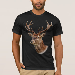 Camiseta Retrato de Majestoso Veado com Grandes Chifres