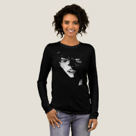 Camiseta Retrato de Mangá Sombrio | Anime Gótico Preto e Br
