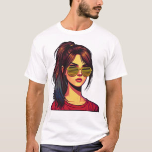 Camiseta Retrato de Menina Estilizada
