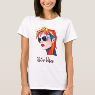 Camiseta Retrato de Moda Colorida Negrito