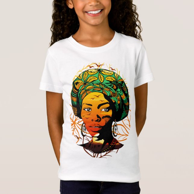 Camiseta Retrato de Mulher Africana com Sunset (Frente)