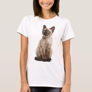 Camiseta Retrato de Mulheres Siamês de Selagem Texturizada