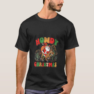 Camiseta Retrato de Natal Cowboy Papai Noel Natal Xmas Howd