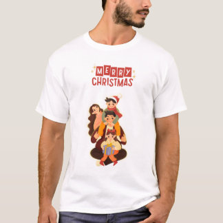 Camiseta Retrato de Natal de Família Fofo - Feliz Natal T