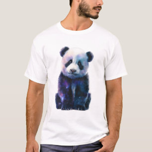 Camiseta Retrato de Panda Urso Espacial da Galáxia Cósmica