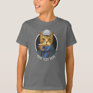 Camiseta Retrato de pintura de um Detetive Cat