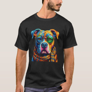 Camiseta Retrato de Pitbull para Amantes de Cães Pitbull