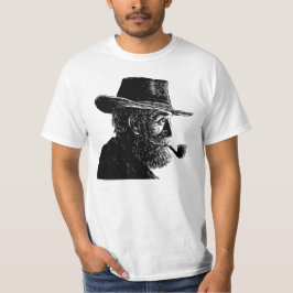 Camiseta Retrato de Pontos e Linhas: Velho Sábio Fumando um