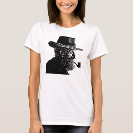 Camiseta Retrato de Pontos e Linhas: Velho Sábio Fumando um