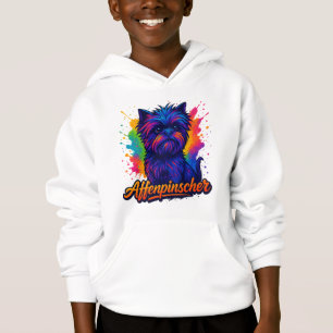 Camiseta Retrato de Pop de Arte de Affenpinscher Vibrante -
