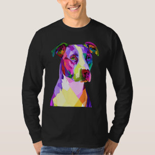 Camiseta Retrato de Pop de Arte Pitbull Americano Terrier