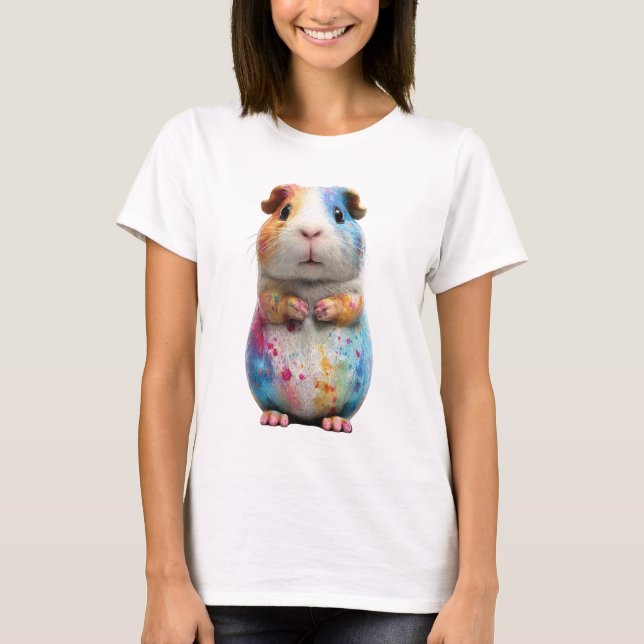 Camiseta Retrato de Porquinho-da-Índia com Explosão de Core (Frente)