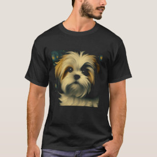 Camiseta Retrato de Shih Tzu para Amante de Cães Shih Tzu