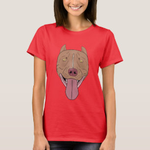 Camiseta Retrato de sorriso do pitbull - linha arte