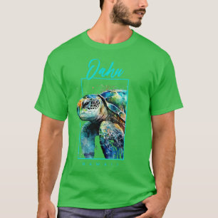 Camiseta Retrato de Tartaruga Marítima Oahu Hawaii