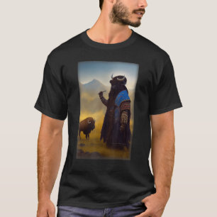 Camiseta Retrato De Um Bison No Carac De Cheio De Vestuário